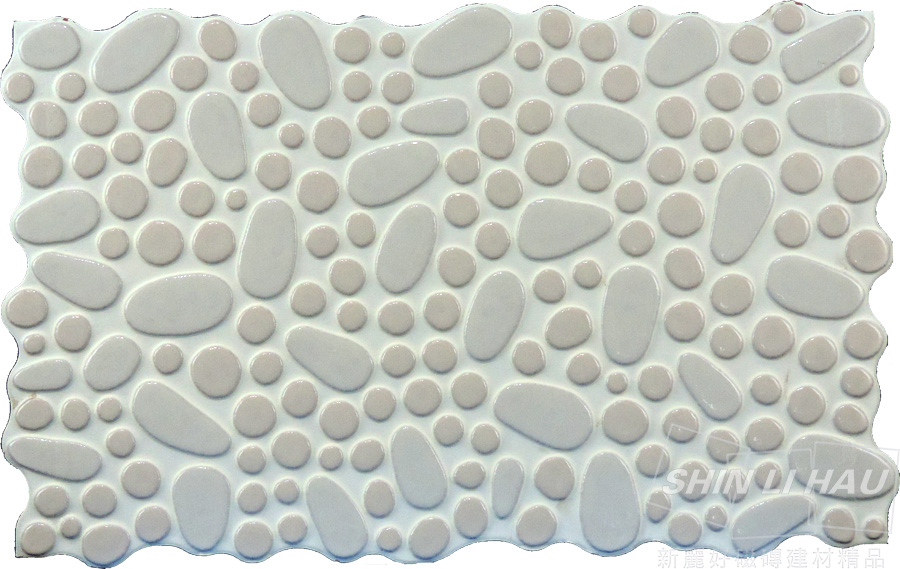 鵝卵石立體磚特價-[每坪3200元]水晶鵝卵石 - 水晶白