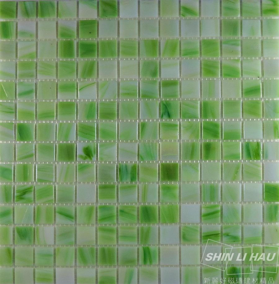 玻璃馬賽克-雲彩混拼 - 雲彩綠(單顆尺寸:2x2x0.4CM)