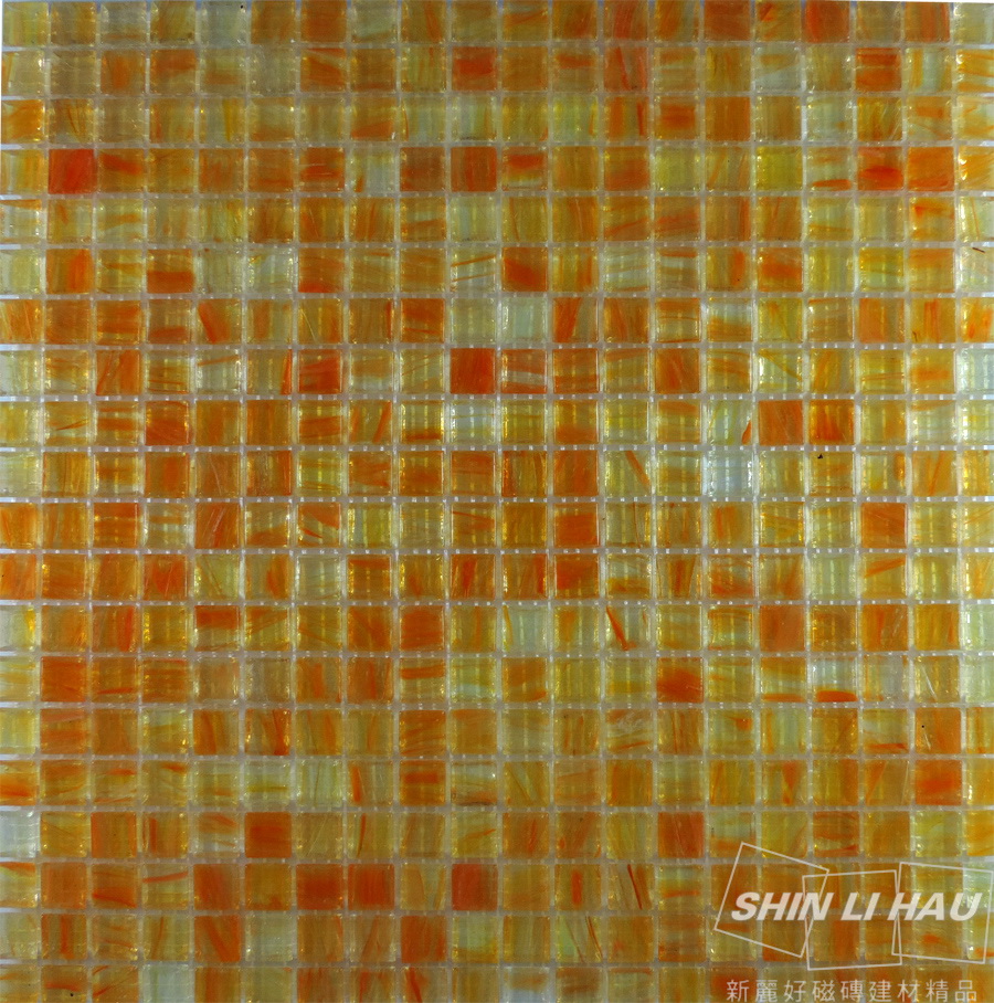 玻璃馬賽克-雲彩混拼 - 雲彩橘(單顆尺寸:1.5x1.5x0.6CM)
