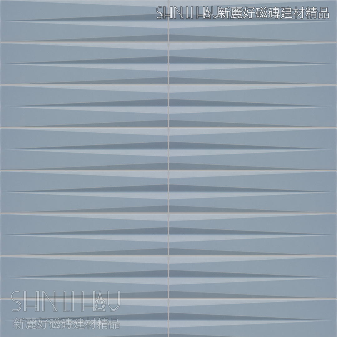 純色立體條磚-序彩地鐵磚 - 天藍色條紋過渡