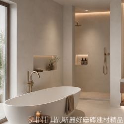 陶序之境實景圖05-陶序之境白陶之境30x60磁磚，白色極簡紋理牆面風格