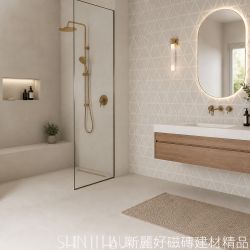 陶序之境實景圖-陶序之境白陶之境30x60磁磚，白色極簡紋理牆面風格